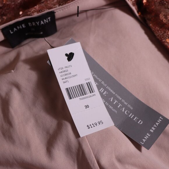 Lane Bryant Surplice Pleat-Waist Sequin Dress, rose gold champagne sequin, 20 - Picture 11 of 12